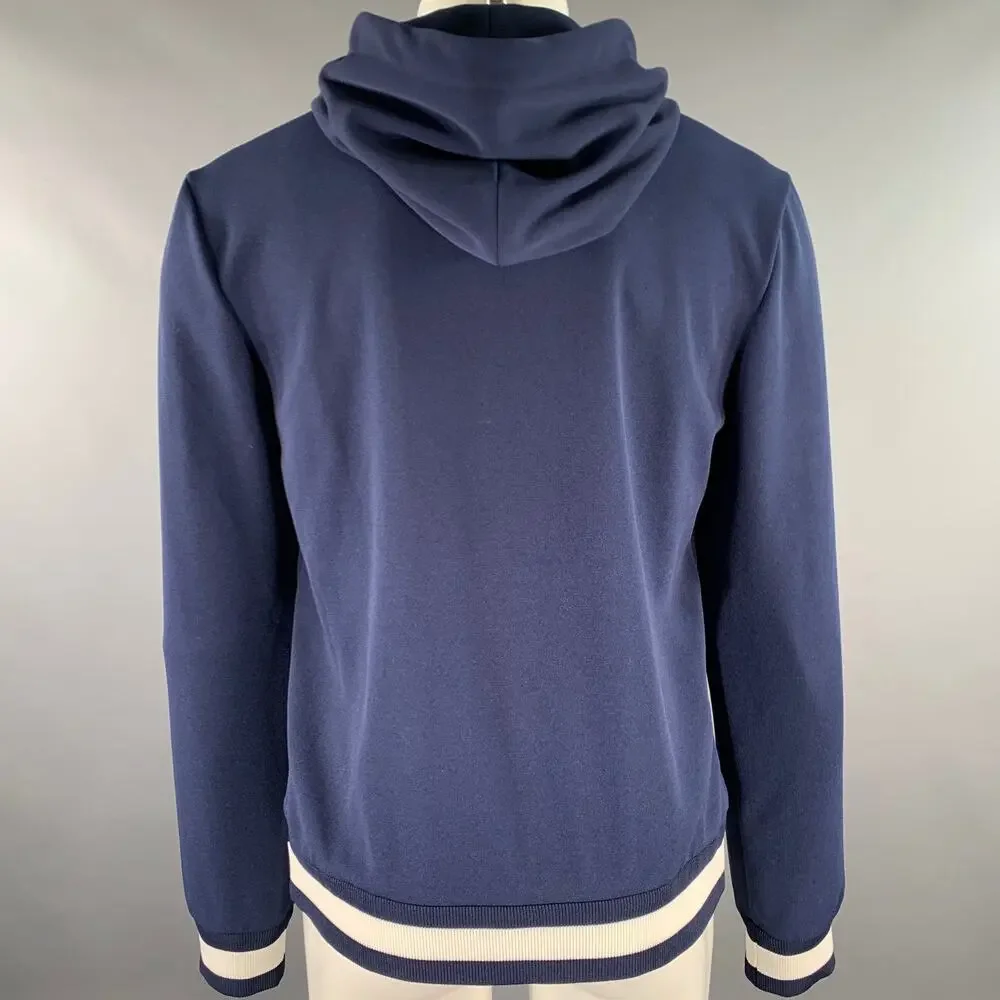 GUCCI Size M Navy White Logo Polyester Zip Up Hoodie